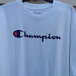 CHAMPION Men's White Short Sleeve  Graphic Tee - LT